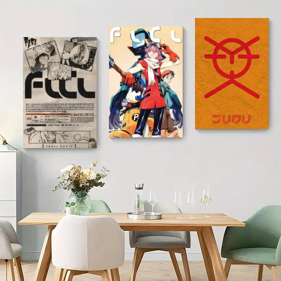 FLCL Anime Vintage selbstklebendes Kunstposter Bilibili Wandaufkleber Mehrfarbig B: 15,0 cm, H: 10,0 cm - Bild 5