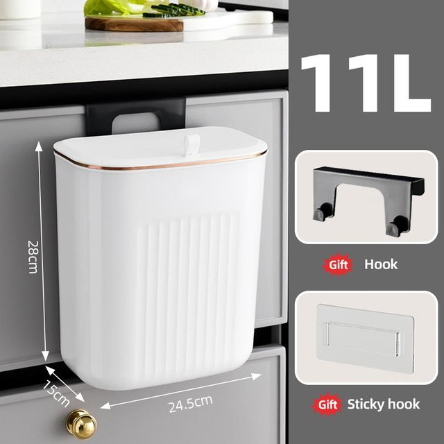 Simplehuman Wandmontierter Badezimmer-Mülleimer mit Deckel, wasserdichter Mülleimer für Küche und Bad, Weiß/Transparent, B/T/H: 28,0 x 24,5 x 11,0 cm - Bild 1