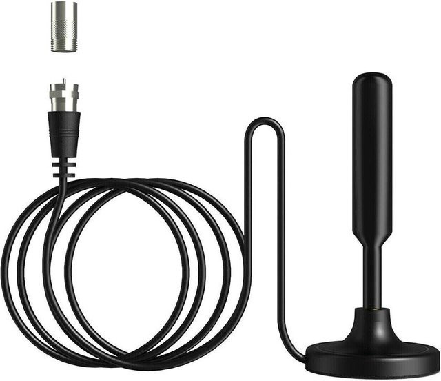 Digitale Innenraum-Antenne mit Signalverstärker für 720P und 1080P Fernsehen in Schwarz mit Adapter - Bild 1