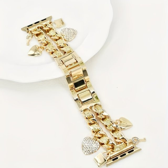 TINUORA Uhrenarmband Edelstahl, Gold, Damen, Kristall - Bild 1