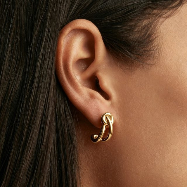 amofa Ohrstecker Edelstahl, goldplattiert, Mini-Knoten - Bild 1
