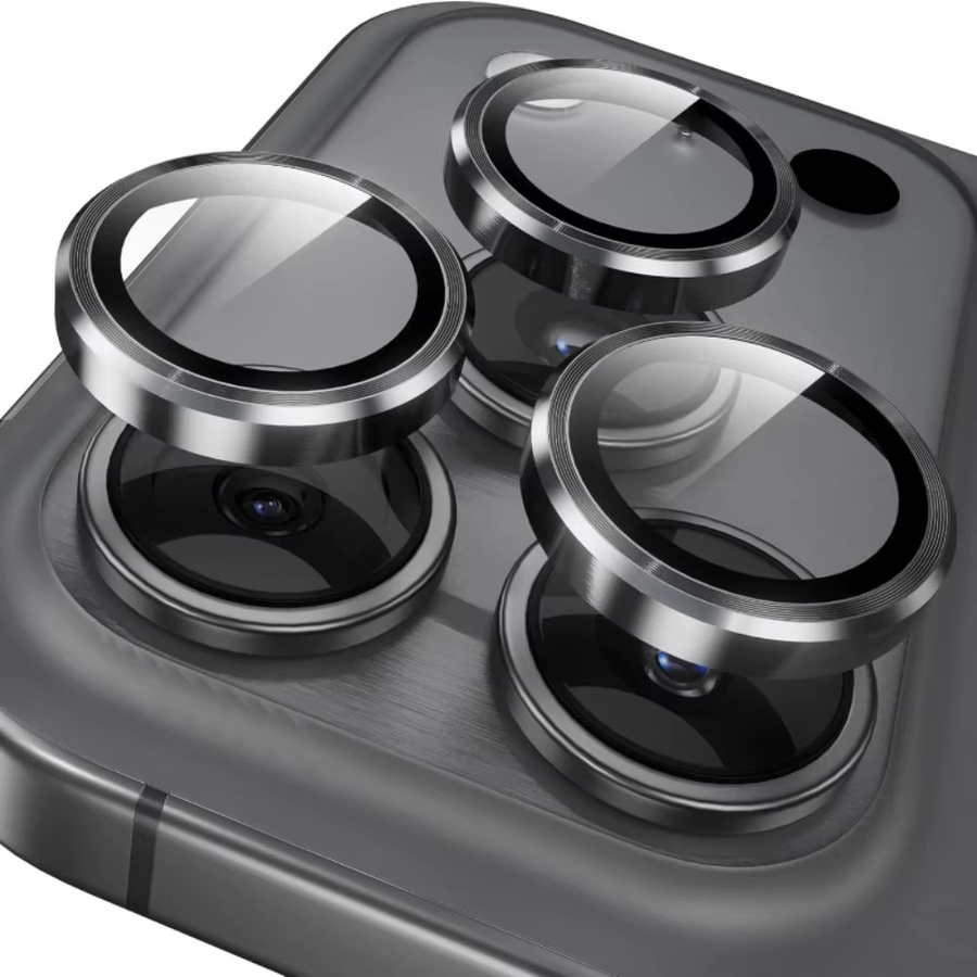 NNBILI 6er-Set Kameraobjektivschutz für iPhone 17 Pro Max, HD-Schutzglasabdeckung mit Metall-Objektivschutzring in Schwarz und Silber - Bild 3