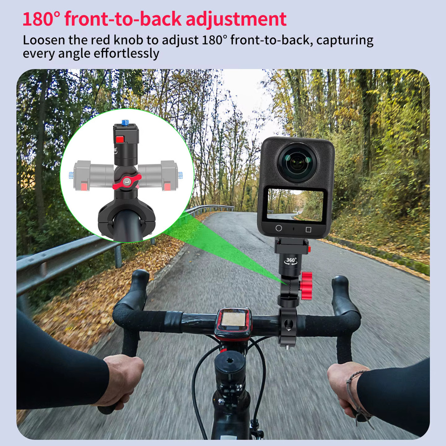 Magnetische Motorrad Kamera Halterung aus Aluminium für Fahrrad Lenker, kompatibel mit DJI Osmo Action 5 Pro 4 3 2, GoPro und Insta360, Farbe: Schwarz - Bild 5