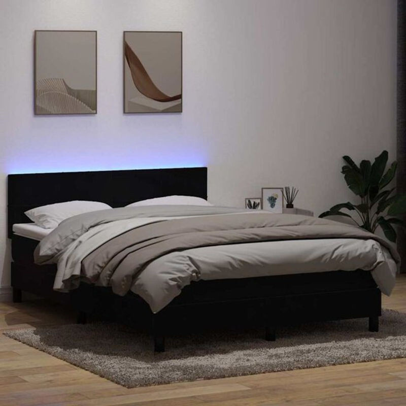 vidaxl Boxspringbett mit Matratze aus Samt in Schwarz B/T/H: 160 x 210 cm - Bild 1