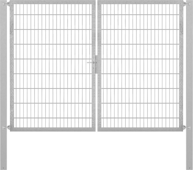 Doppeltor Flexo Plus aus Stahl in Silber, Breite: 250 cm, Höhe: 180 cm, inklusive Pfosten Breite: 80 cm, Tiefe: 80 cm, feuerverzinkt - Bild 1