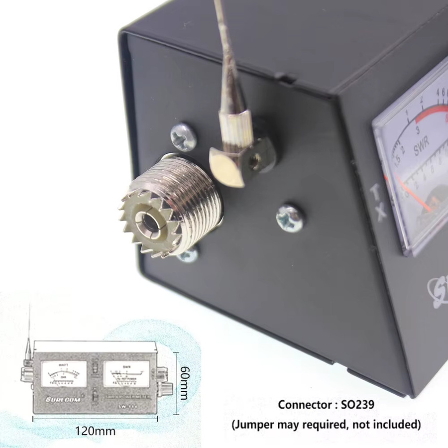 Surecom SW-114 100W SWR/RF/Feldstärkemessgerät in Schwarz mit Antenne und Kabel für Relativleistung (3-Funktionen, Analog) - Bild 4