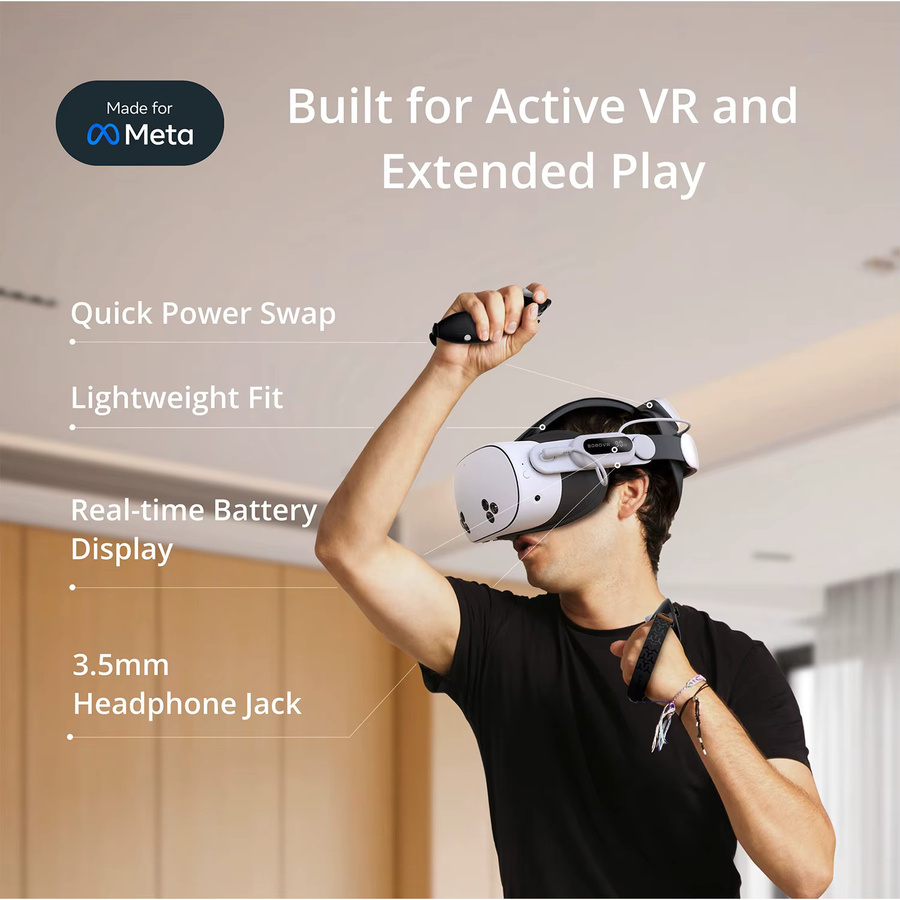 BOBOVR E3 Pro Batteriegurt kompatibel mit Meta Quest 3 und 3S für erweiterte Spielzeit und verbessertes VR-Erlebnis - Bild 2