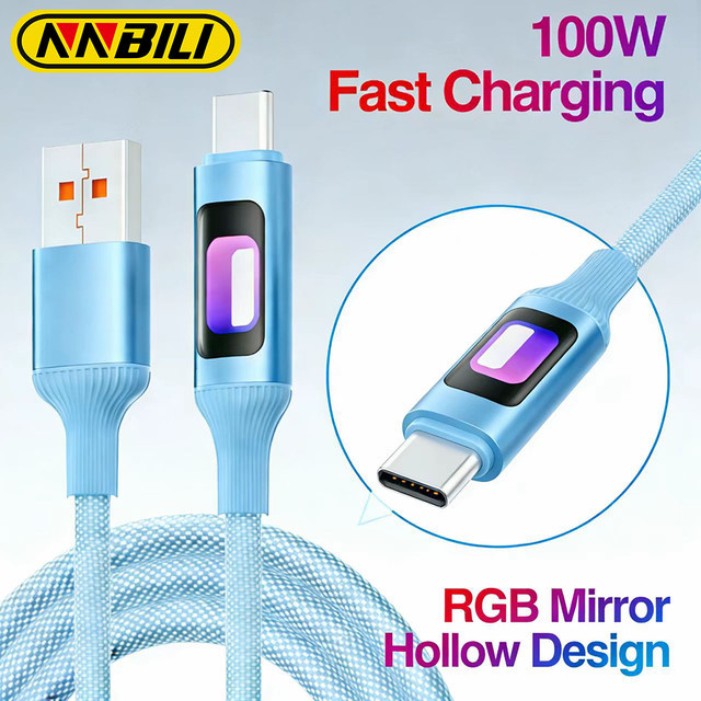 NNBILI USB-A auf USB-C Kabel 120W PD Schnellladekabel 5A Typ-C zu Typ-C in Blau - Bild 1