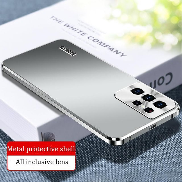 Samsung Galaxy S22 S23 S24 S25 S26 Ultra Hülle aus Titanlegierung mit Magnet und Linsenschutz, Silber - Bild 1