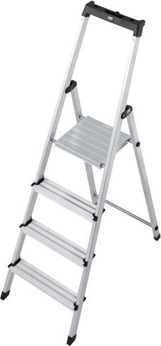 Krause Stufenstehleiter Solidy mit 4 Stufen aus Aluminium in Silber - Bild 1