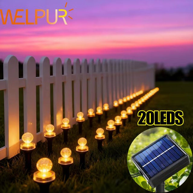 WELPUR Solarbetriebene Kugelleuchte für den Garten in Schwarz mit warmweißem LED-Licht und intelligentem Dämmerungssensor - Bild 1