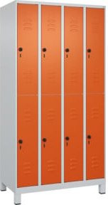 C+P Doppelstock-Spind Classic PLUS mit 4 Abteilen, Lichtgrau/Reinorange, H x B x T: 195 x 100 x 50 cm - Bild 1