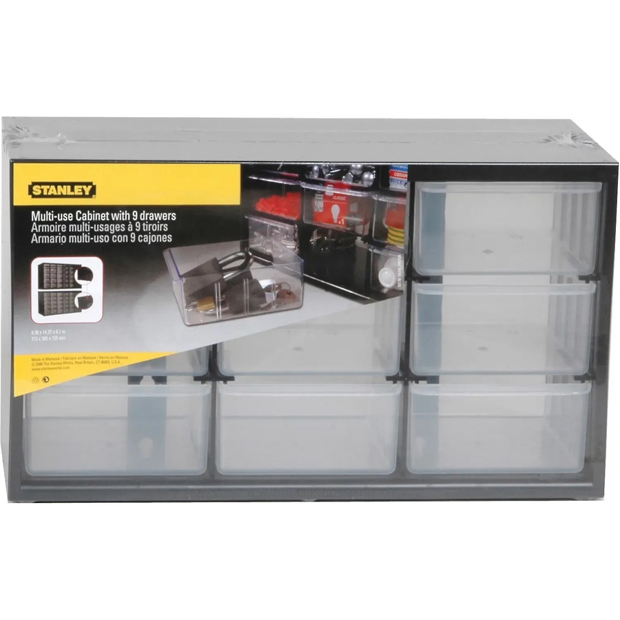 Stanley Kleinteilemagazin mit 9 Schubladen, Schwarz und Transparent, B/H/T: 36,5 x 21,3 x 15,5 cm - Bild 3