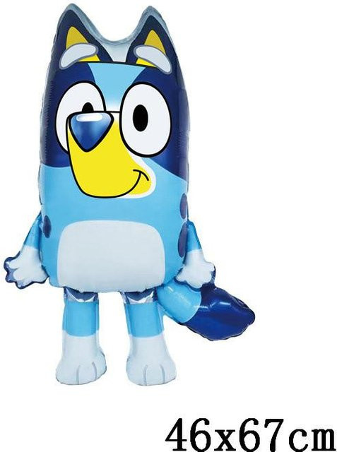 Bluey Folienballon für Kindergeburtstage und Partys, blauer Welpe, Höhe: 110 cm, Breite: 60 cm - Bild 1
