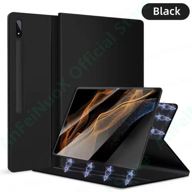 Smart Case für Samsung Galaxy Tab S10 FE+ und Tab S9 FE Plus mit magnetischer Ständerabdeckung und Stifthalter, Schwarz - Bild 1
