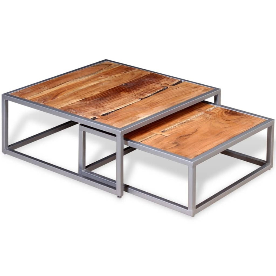 vidaXL Zweiteiliges Couchtisch Set aus Massiv Akazienholz - Bild 1