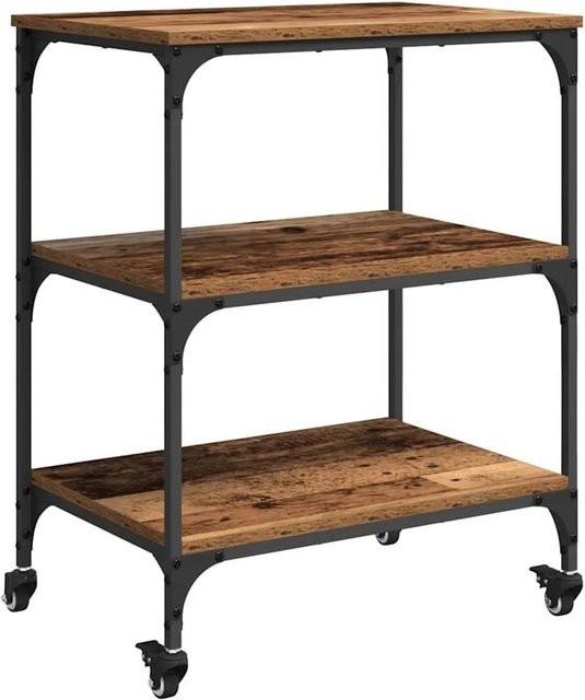 vidaXL Küchentrolley in Altholz-Optik aus Holzwerkstoff und Stahl, Braun, B/T/H: 60 x 41 x 76 cm - Bild 1