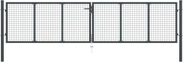 vidaXL Gitter-Gartentor aus verzinktem Stahl in Grau/Anthrazit, Breite: 400 cm, Höhe: 100 cm - Bild 1