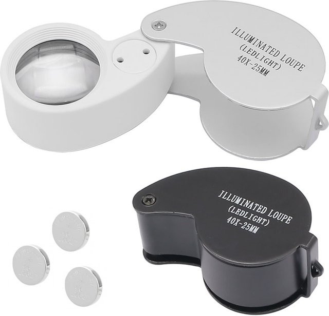WALLY SKY Taschenbeleuchtungslupe, 40x, 2 LEDs, weiß - Bild 1