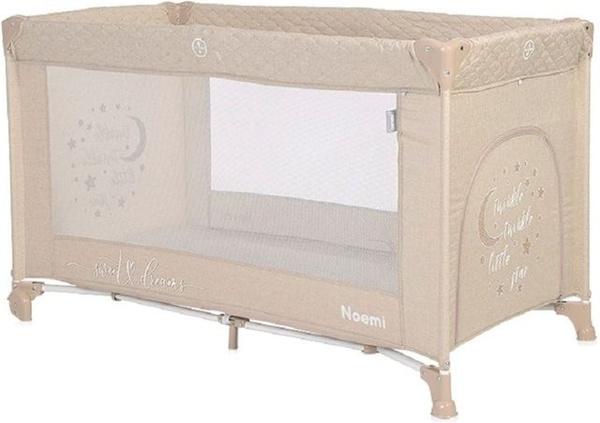 Lorelli Baby Reisebett Laufstall Noemi mit Matratze, eine Ebene, seitliche Öffnung, hellbraun/beige