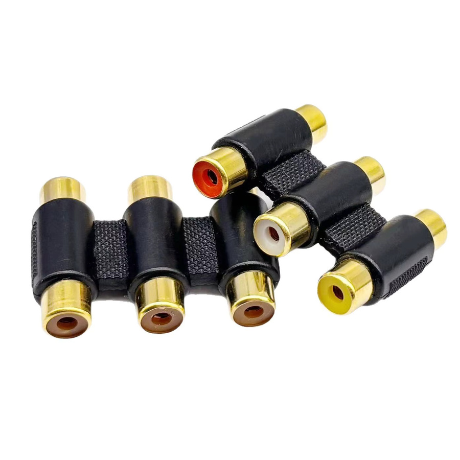 FRHY RCA-Buchse-zu-Buchse Adapter 2/3-Wege AV-Verbindungskabel zur Video und Audio Verlängerung in Schwarz und Gold für Heimkino und Stereo NTSC-kompatibel - Bild 4