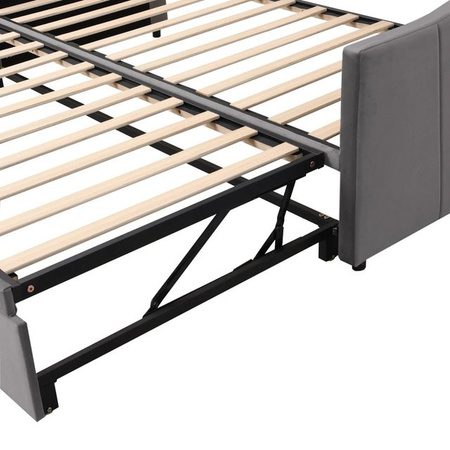 KOMHTOM Multifunktionsbett als Polsterbett und Ausziehsofa mit Samtbezug in Grau, B/T/H: 180 x 200 x 90 cm
