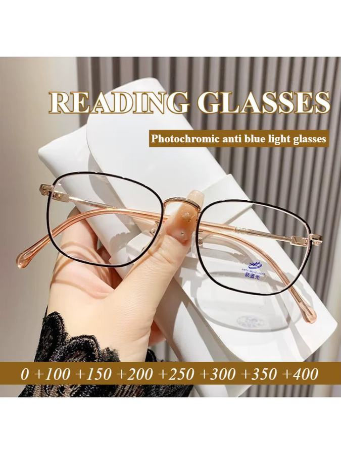 Lesebrille Unisex, Vollrand, Metall, Gold - Bild 3