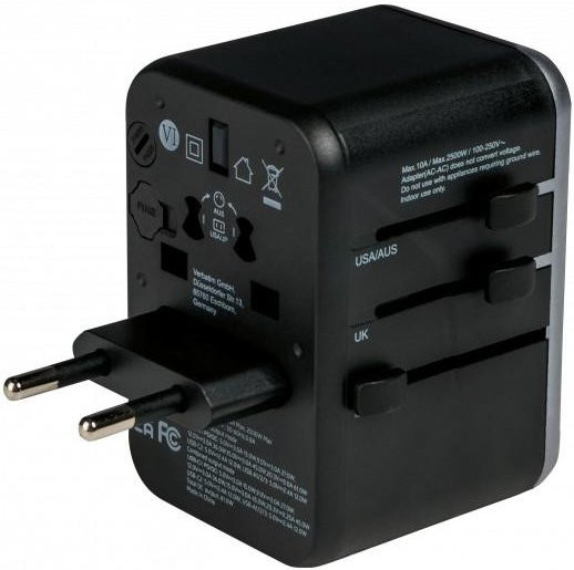 Universal-Reiseadapter UTA-04 in Schwarz mit 1x USB-C PD 61 W, QC 3.0, 1x USB-C und 3x USB-A - Bild 2