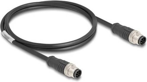 Delock 80806 M12 Patchkabel CAT 5e S/FTP Ethernet LAN Schwarz, Länge: 1,00 m - Bild 1
