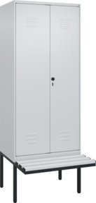 C+P PSA Doppel-Spind Classic PLUS Sitzbank mit 2 Abteilen, grau, B/T/H: 2120 x 800 x 815 cm - Bild 1