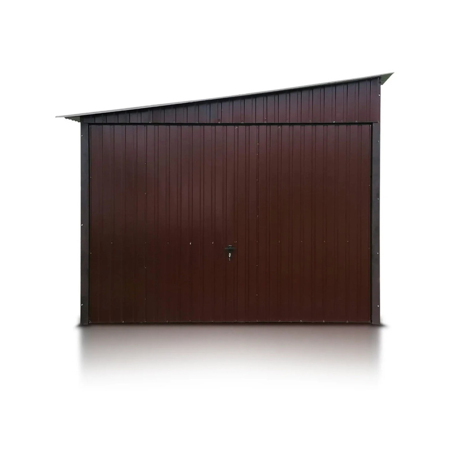 Liderstal Einzelgarage Standard aus Blech mit Pultdach und Doppelflügeltor in Braun, B/T/H: 500 x 300 x 250 cm - Bild 2