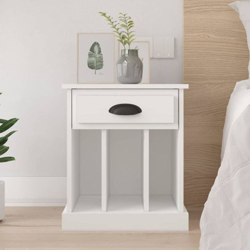 Vidaxl Nachttisch in Weiß aus Holzwerkstoff im minimalistischen Design, B/T/H: 43 x 36 x 50 cm - Bild 1