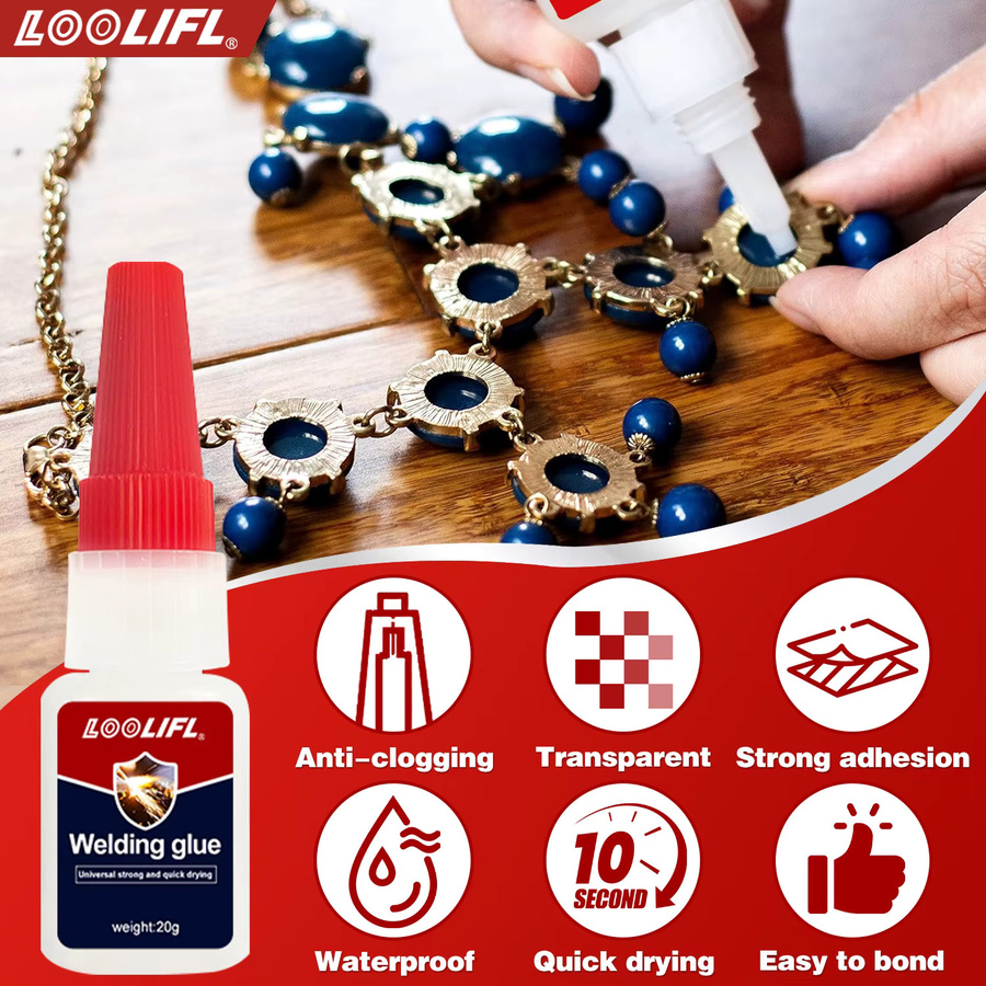 LOOLIFL Acrylkleber transparent, wasserbasierter und schnell trocknender Allzweckkleber für Holz, Gummi, Leder, Kunststoff, Metall und Schmuck - Bild 3