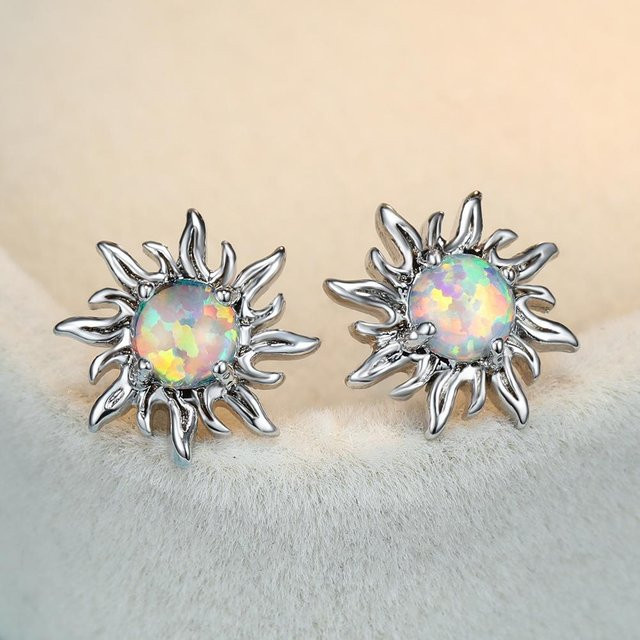 YIRAN Ohrringe, Sonnenblumen, Platinblau, Weiß, Kupfer, Zirkonia, Damen - Bild 1