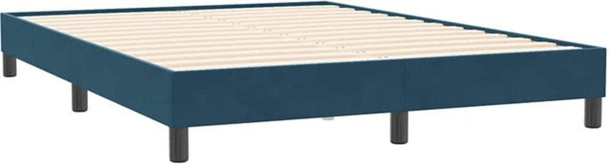 vidaxl Polsterbett aus Samt und Holzwerkstoff in Blau, B/T/H: 160 x 210 cm - Bild 1