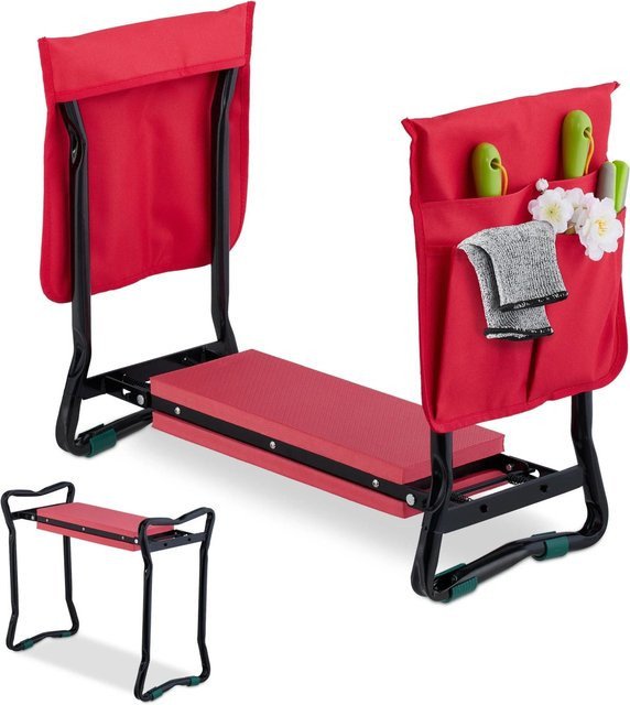 Klappbare Kniebank von Relaxdays aus Stahl in Schwarz und Rot mit Polsterung, B/T/H: 50 x 65 x 32 cm - Bild 1