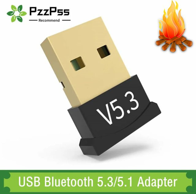 PzzPss Bluetooth 5.3 USB Dongle Wireless Audio Adapter in Schwarz für PC und Laptop als Sender und Empfänger - Bild 1