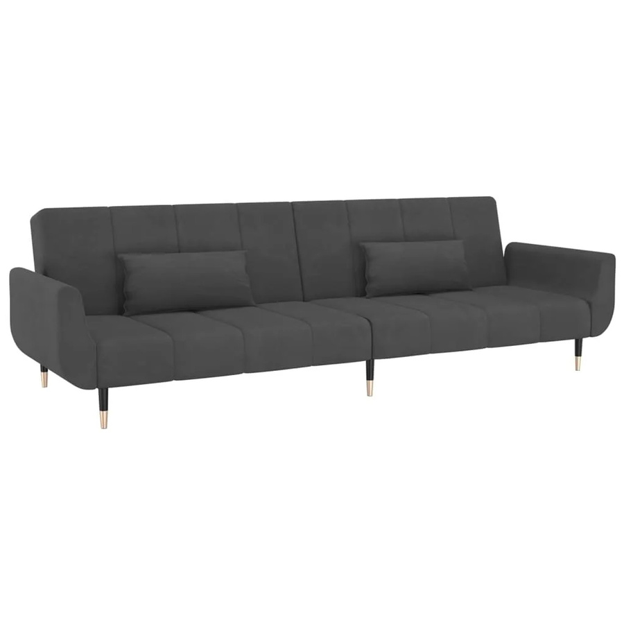 vidaXL Schlafsofa 2-Sitzer Click-Clack Modell 7 aus Samt in Dunkelgrau mit Schaumstofffüllung - Bild 2