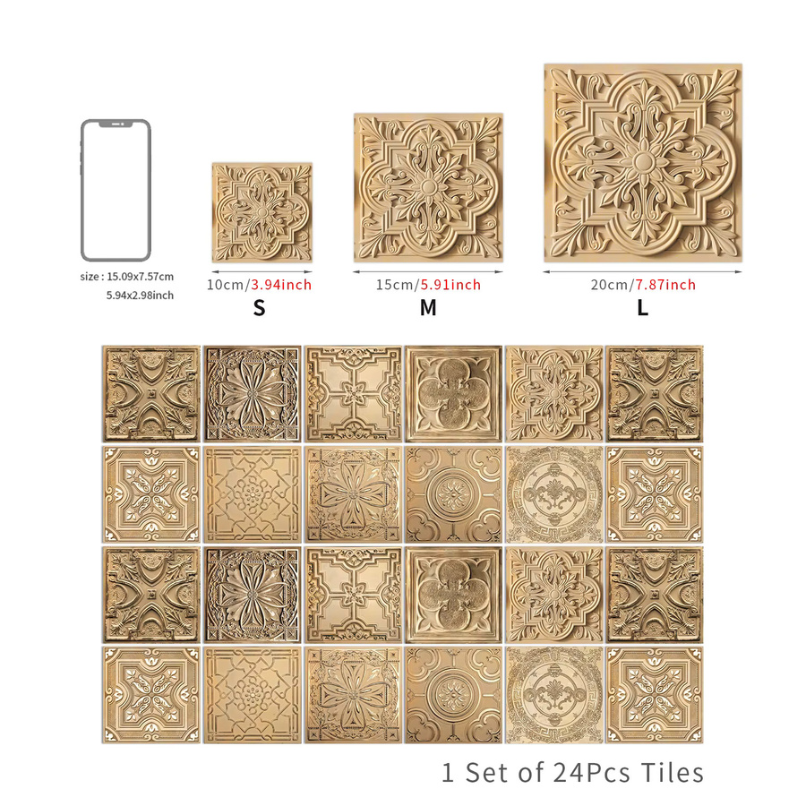 KUUJOJO Wandaufkleber Set mit geometrischem Design, 24-teilig, selbstklebend für Küche, Wohnzimmer und Schlafzimmer - Bild 2