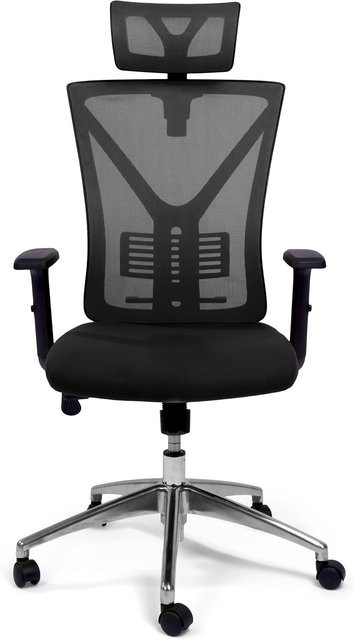 TPFLiving ergonomischer XXL Bürostuhl ZEUS in Schwarz aus Stoff und Mesh-Material mit Kopfstütze und Armlehnen, belastbar bis 200 kg - Bild 1