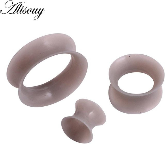 Alisouy Jewelry Flesh-Tunnel-Ohrstöpsel, Silikon, grau, 8mm, Damen - Bild 1