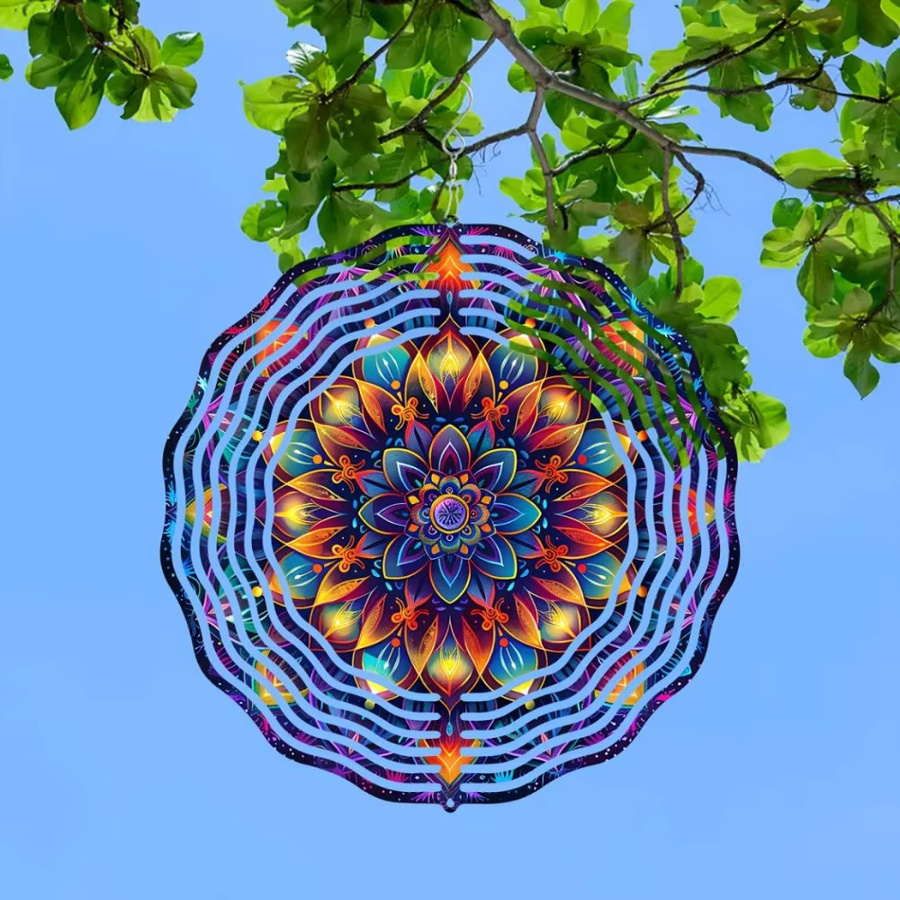 CIFBUY Mandala Metall-Spinner Rotierende Wandkunst Dekoration in Grau und Multicolour, Durchmesser: 25,4 cm - Bild 4