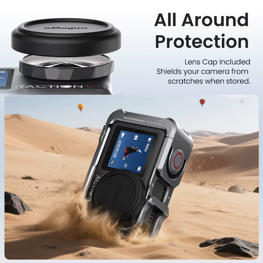 aMagisn Aluminiumlegierung Schnellverschluss-Kamerakäfig 2.0 für DJI Action 5 Pro / 4 / 3, Multifunktionaler Erweiterungs-Schutzrahmen in Schwarz - Bild 4