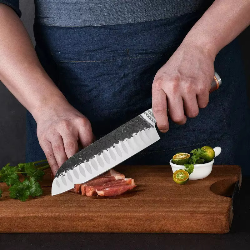 GuanQi Cleaver Küchenmesser aus Edelstahl mit Holzgriff in Silber - Bild 3