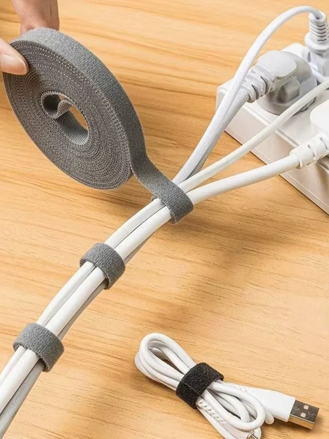 ELECAPITAL Kabelbinder aus Nylon, 5m schwarz, wiederverwendbare Kabelmanagement-Riemen zum Zuschneiden - Bild 5