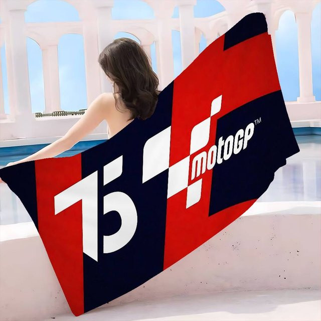 Moto GP Motorradrennen Strandtuch von Ka Chen Muda, buntes Mikrofaser Badetuch für Mädchen, sandfrei und schnelltrocknend, B: 80 cm, H: 150 cm - Bild 1