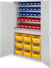 Kappes Grossraumschrank Mod. 31 mit Lochplattentüren und Sichtfenstern in Grau, B/T/H: 113 x 59 x 195 cm - Bild 1