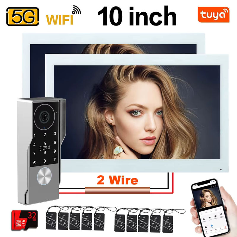 AJXML 2-Draht Video-Türsprechanlage mit 2 Monitoren, 7/10 Zoll, 1080P Smart Video-Gegensprechanlage mit TUYA App, IC-Karten- und PIN-Entsperrung - Bild 7