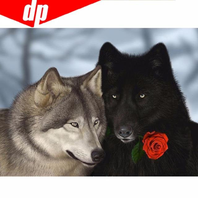 FIYO 5D-Diamant-Gemälde Kreuzstich-Set Wolf in Grau, Breite: 30 cm, Höhe: 20 cm - Bild 1