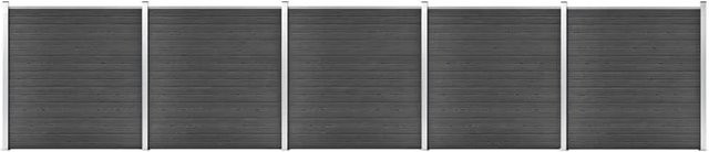 vidaXL Zaunelement Set WPC in Schwarz, B/H: 872 x 186 cm - Bild 1